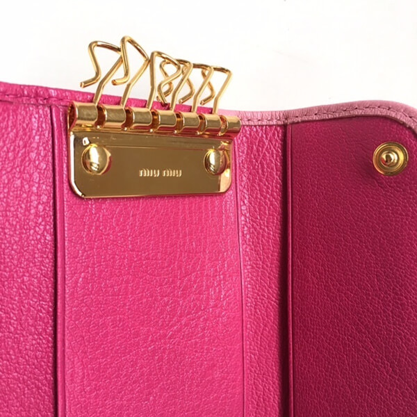 MIU MIU 2017新作 ミュウミュウスーパーコピー 財布 マドラスバイカラーおリボン☆6連キーケース 5M0222